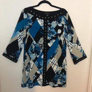 Style  & Co. Blue Long Sleeve Blouse - Size Large